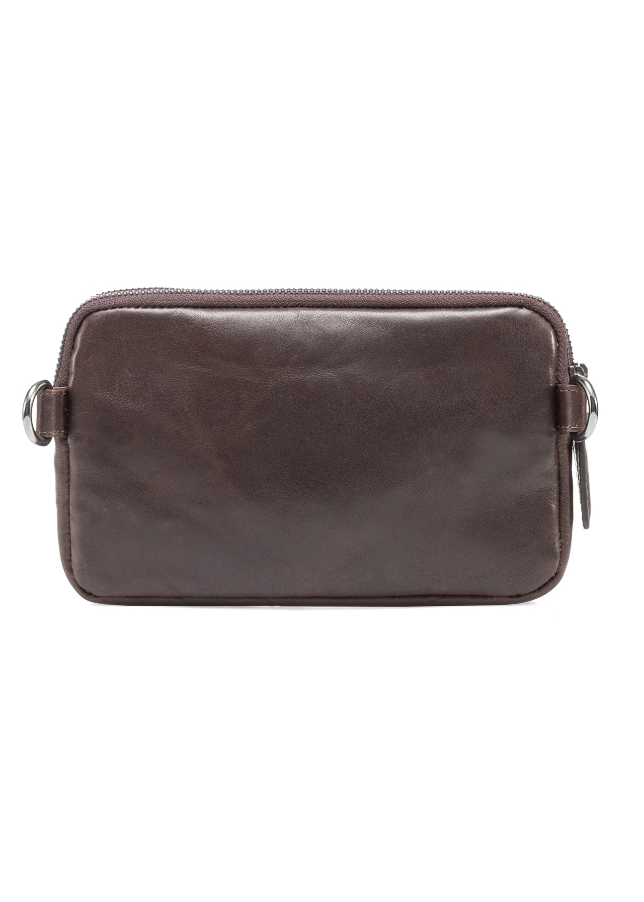 Men's brown leather waist bag TORMS-0462-89(Z25), product view from the back on a white background.