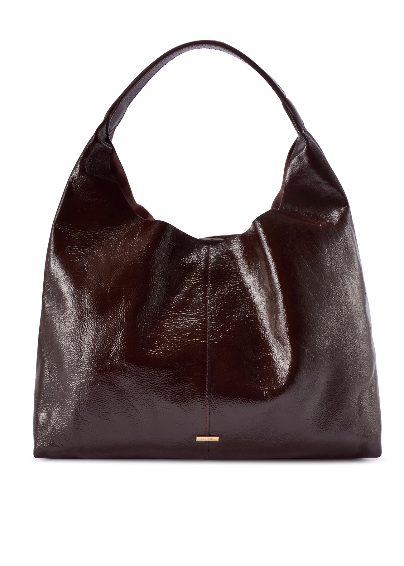 Large brown leather women's handbag TORES-1179-1I(W26), front product view on white background.