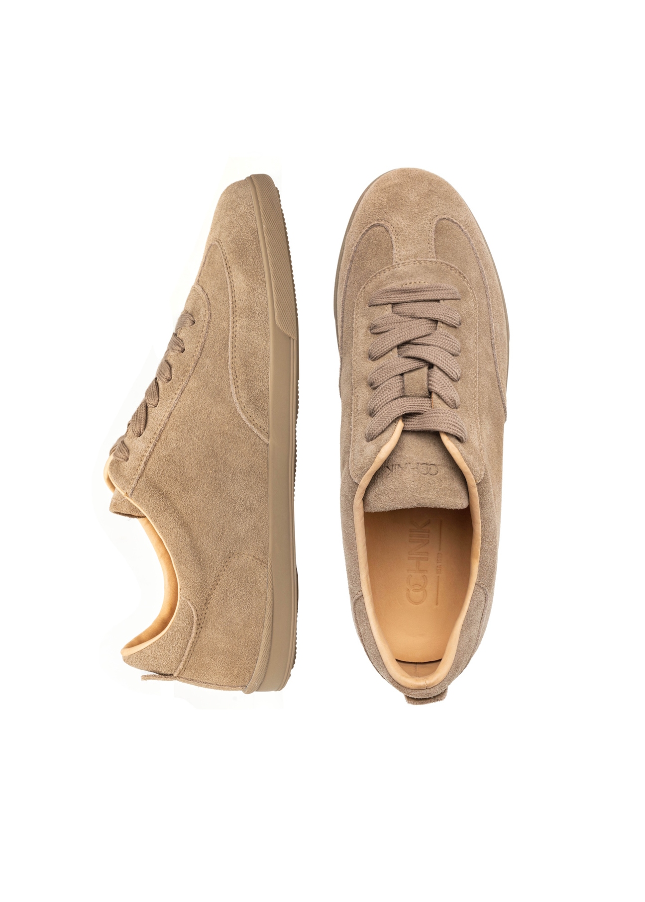 Light brown suede men's shoes BUTYM-0491-1K(W26), top view of the product on a white background.