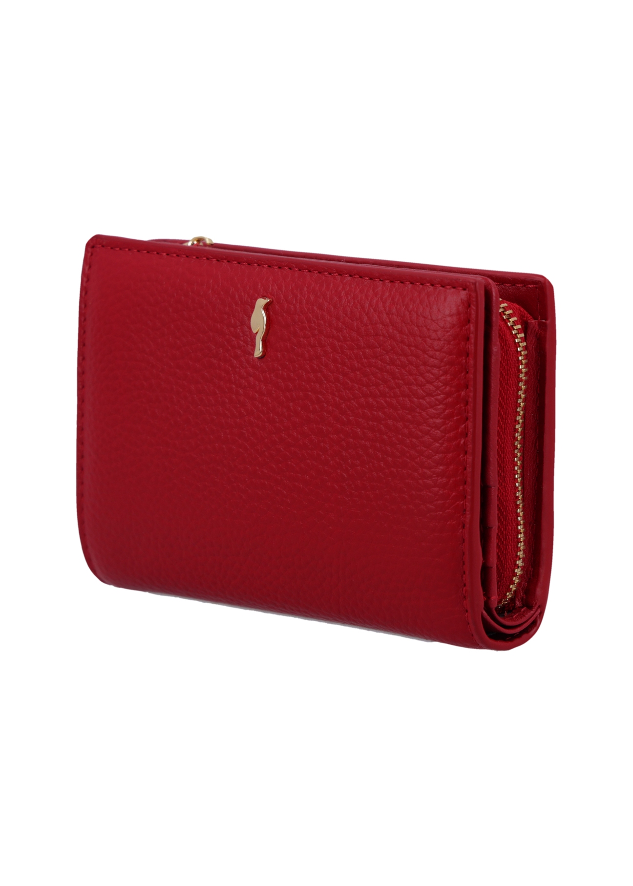 Medium red women's wallet with RFID protection PORES-0823RFID-4B(Z26), diagonal product view on white background.