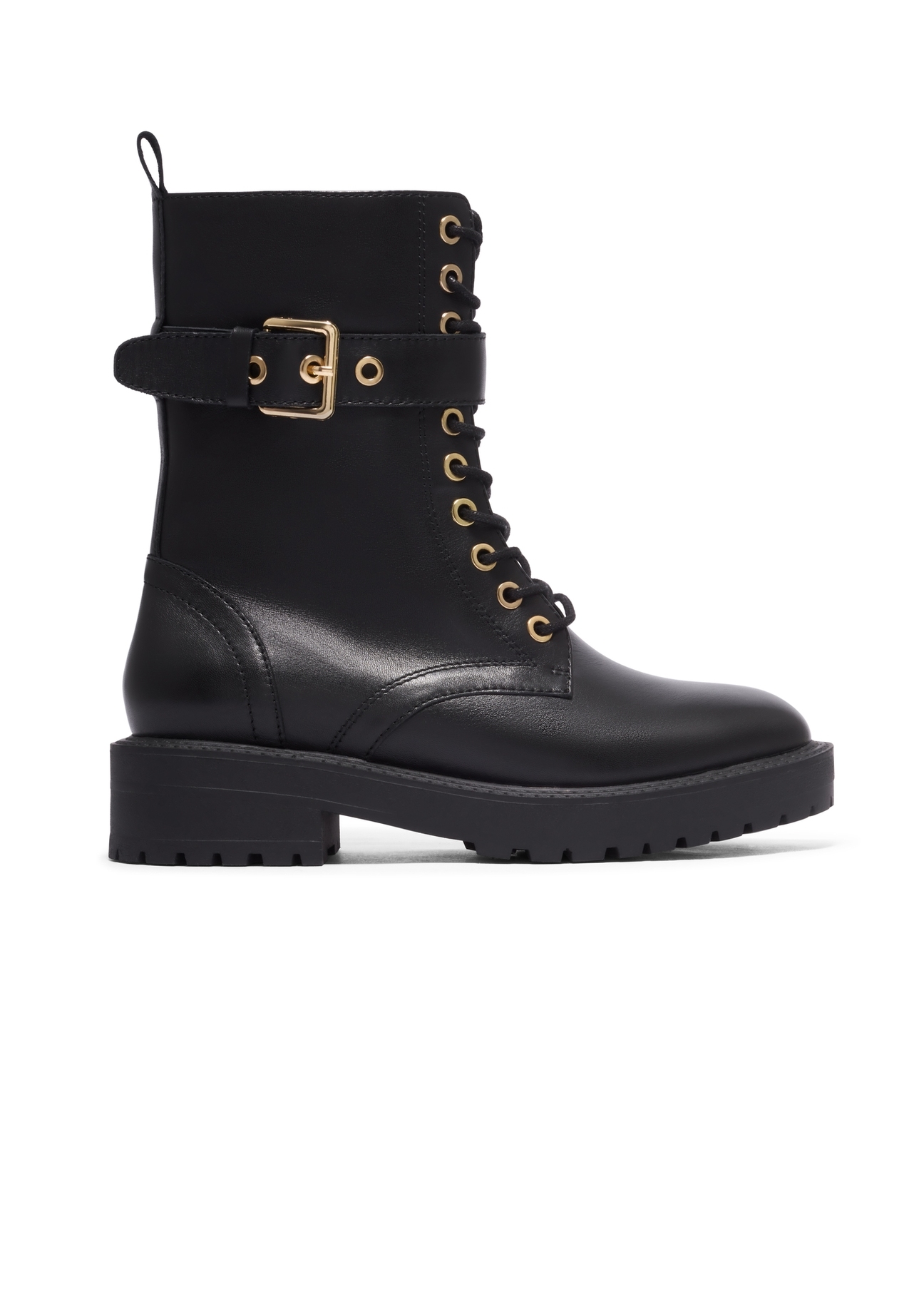 Black leather women's ankle boots BUTYD-1311-99(Z26), side view of the product on a white background.