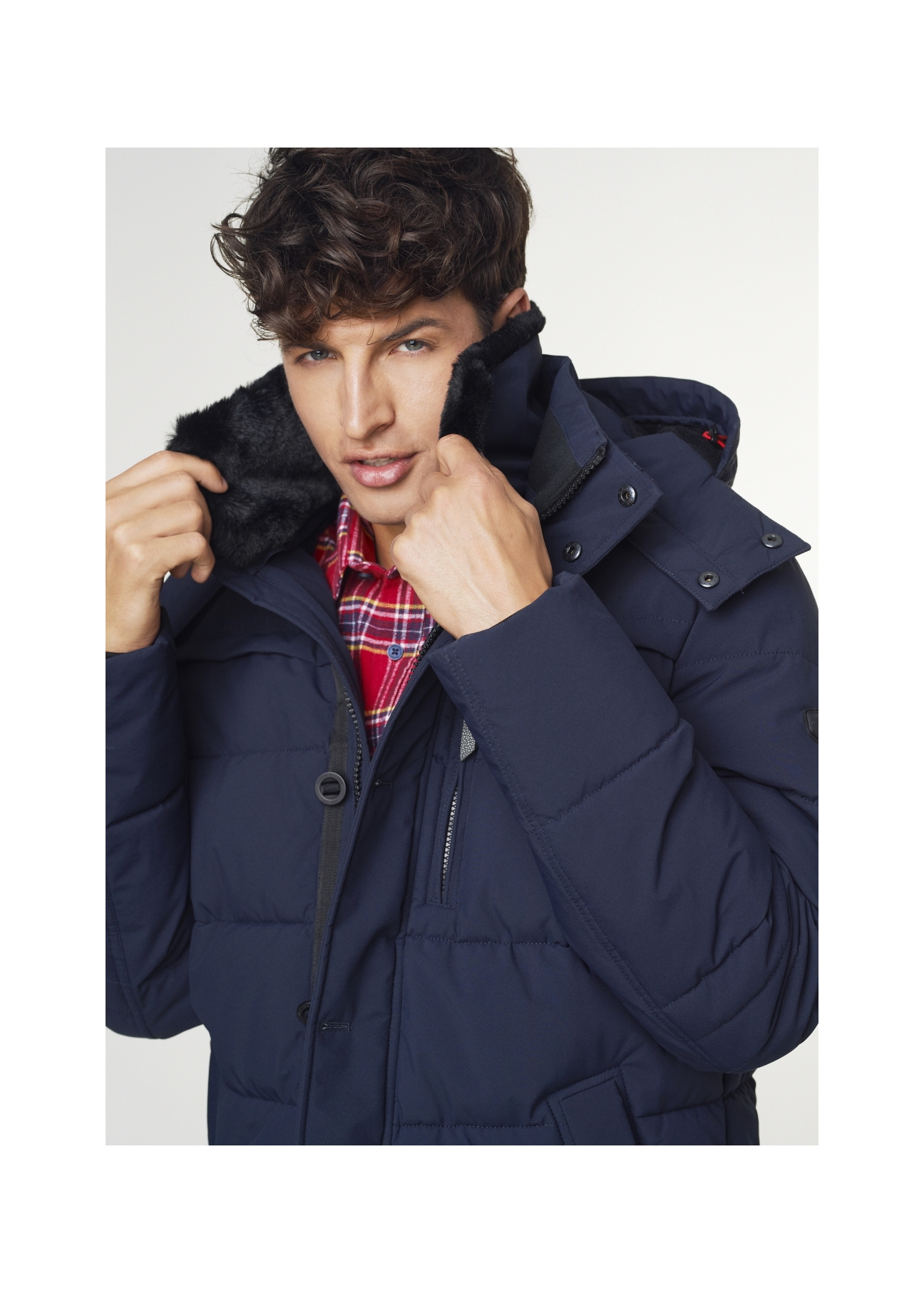 Warmed navy blue men's winter jacket KURMT-0242-69(Z21)-06