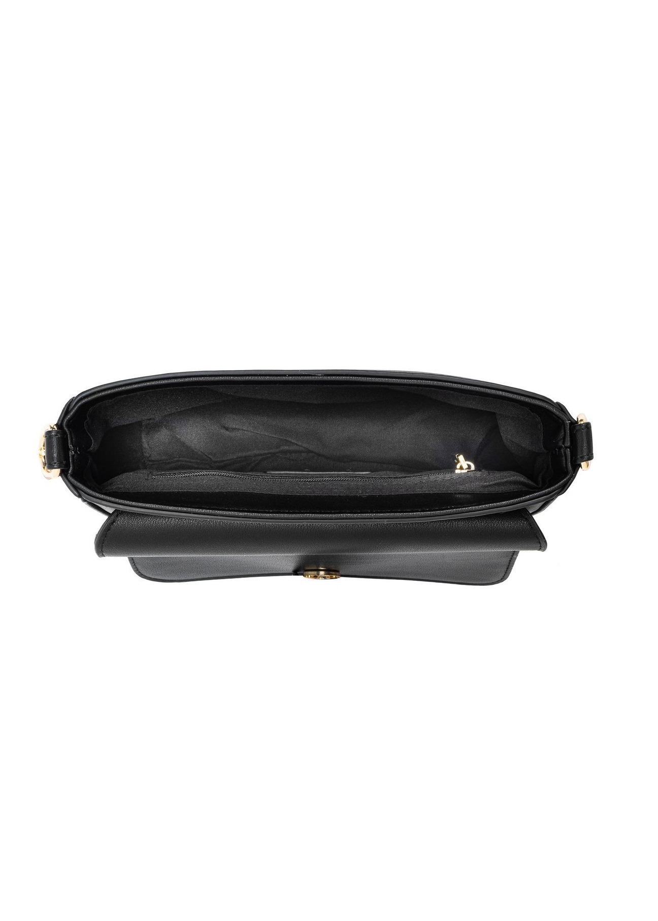 Black women's messenger bag with chain TOREC-0767C-99(Z25) - product view from above on white background.