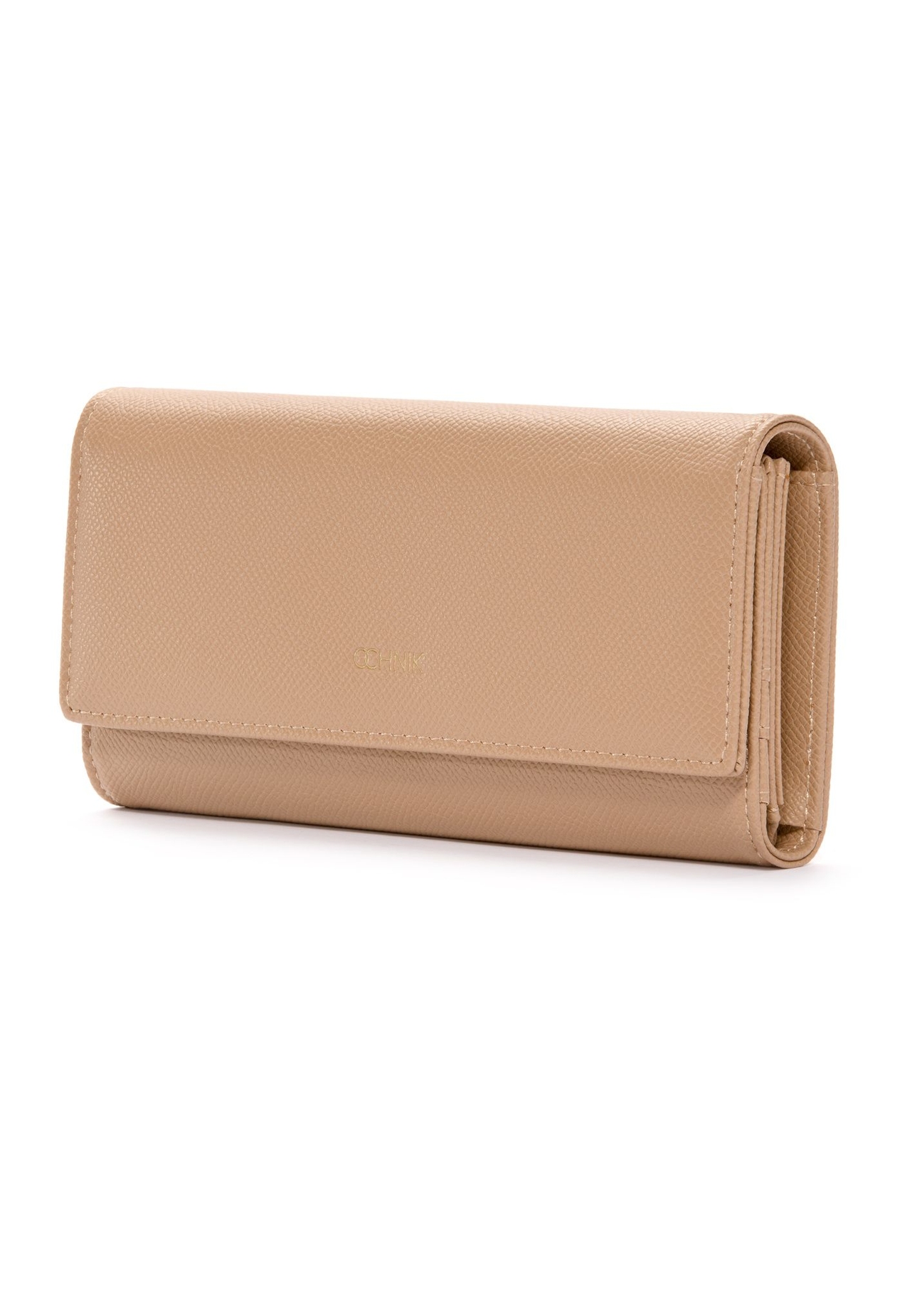 Large beige women's wallet POREC-0411-1B(W26), diagonal product view on a white background.