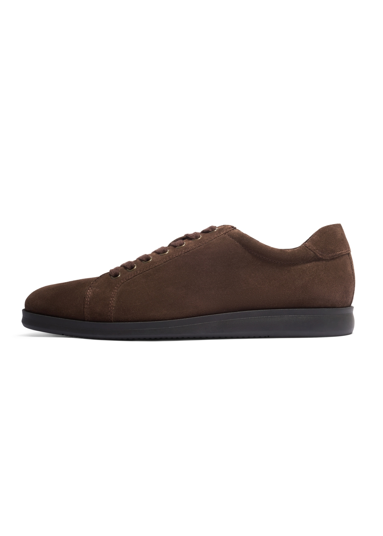 Dark brown suede men's shoes BUTYM-0513-1I(Z26), side view of the product on a white background.