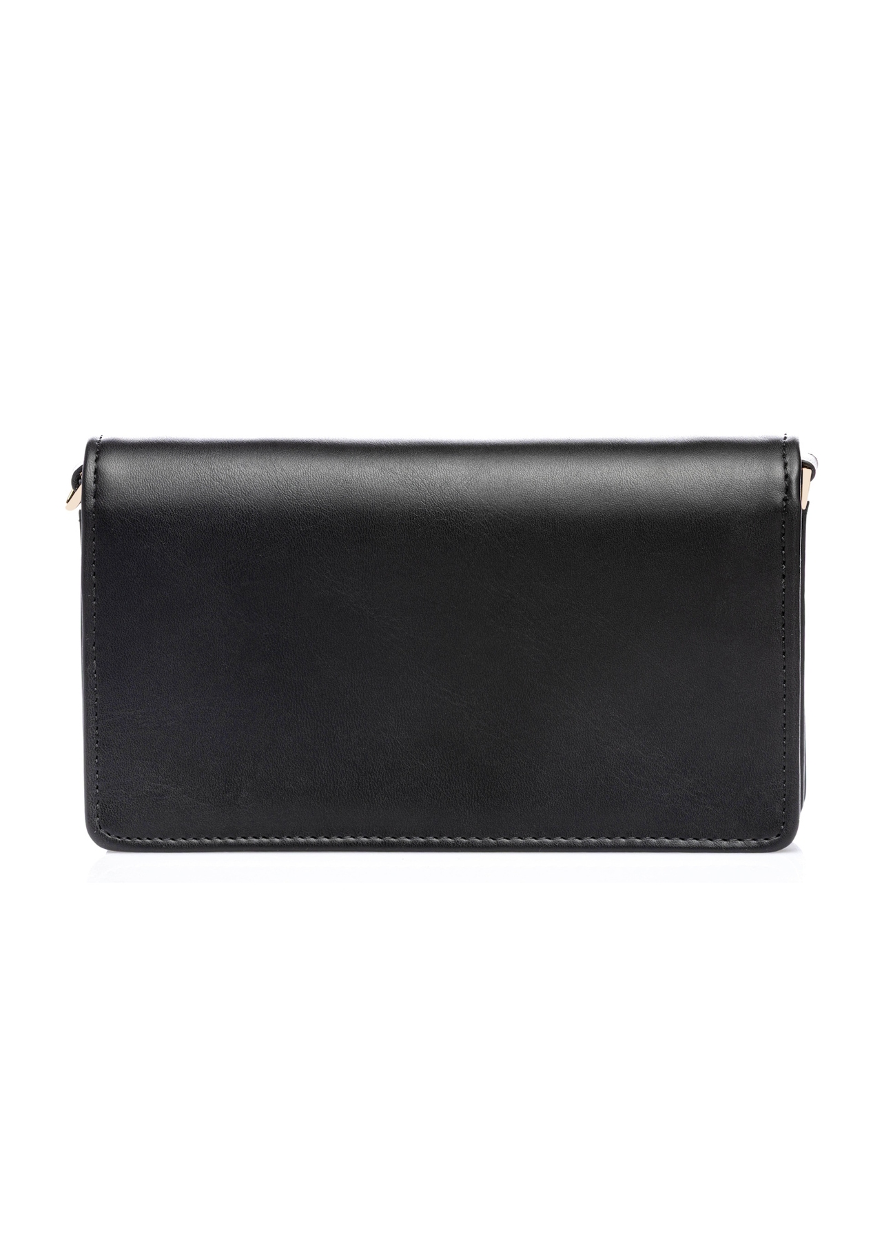 Black women's wallet with strap POREC-0431-99(W26), back view of the product on a white background.
