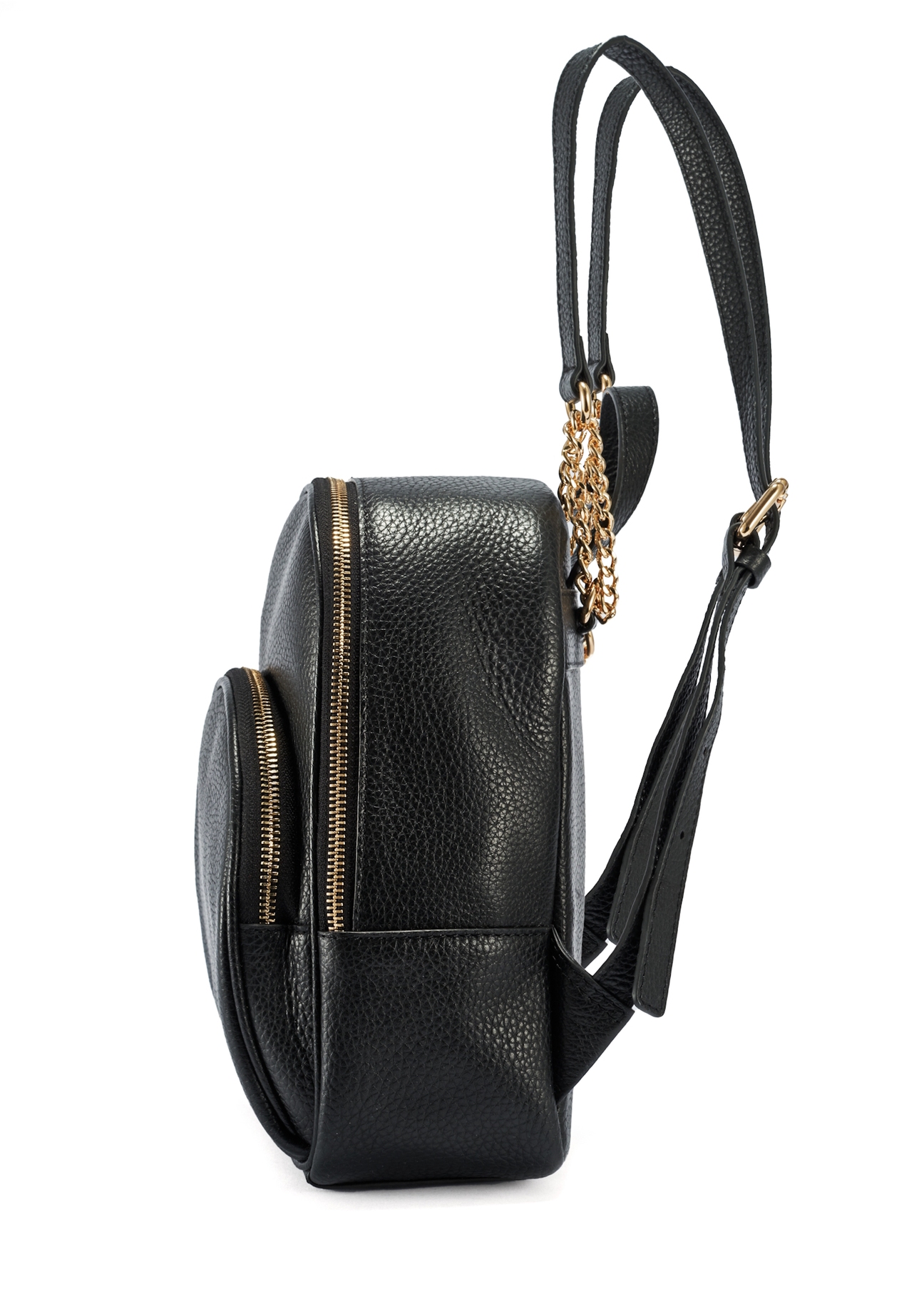 Black leather women's backpack TORES-1123D-99(Z25), side view of the product on a white background.