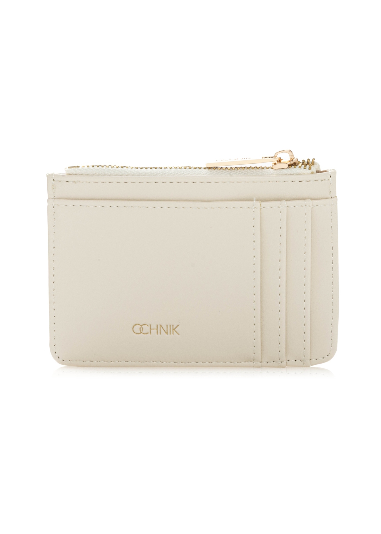 Cream card case POREC-0413-0B(W26), front product view on white background.