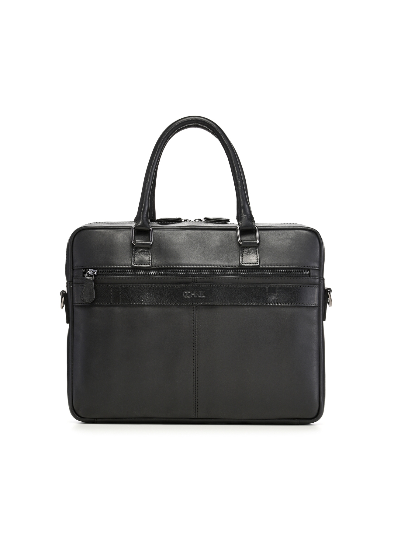 Black leather men's bag TORMS-0524-99(Z26) - product view from the back, on a white background.