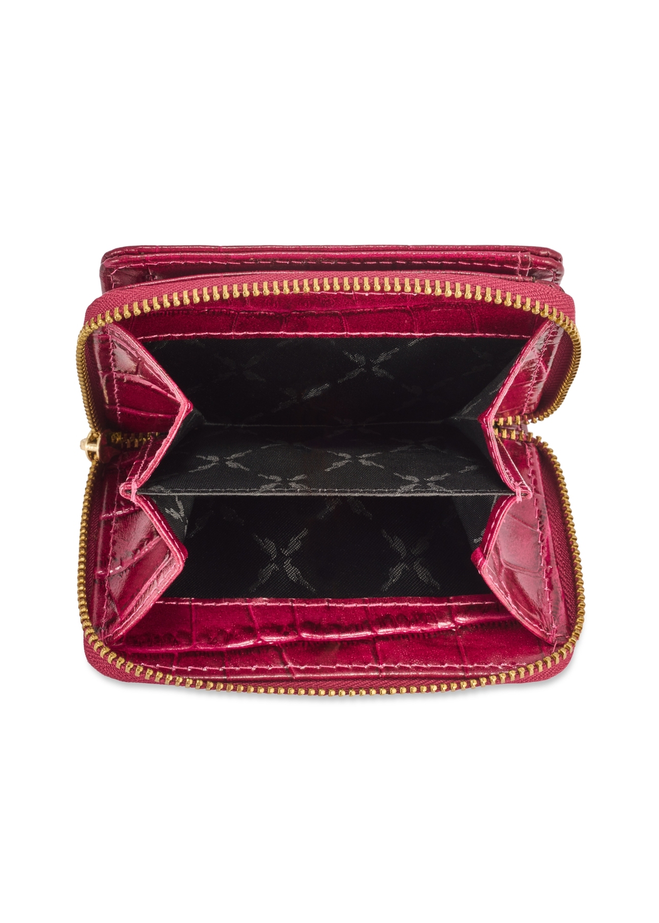 Pink croco women's wallet PORES-0888B-31(Z25), product view from above on a white background.