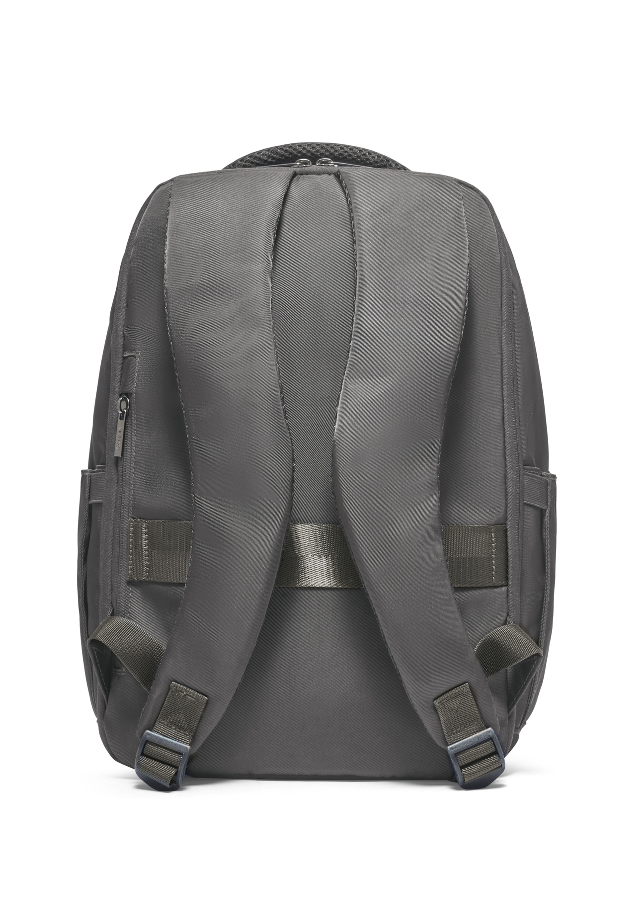 Gray airplane backpack PLCMN-0014-9D(Z26). Back view on white background.