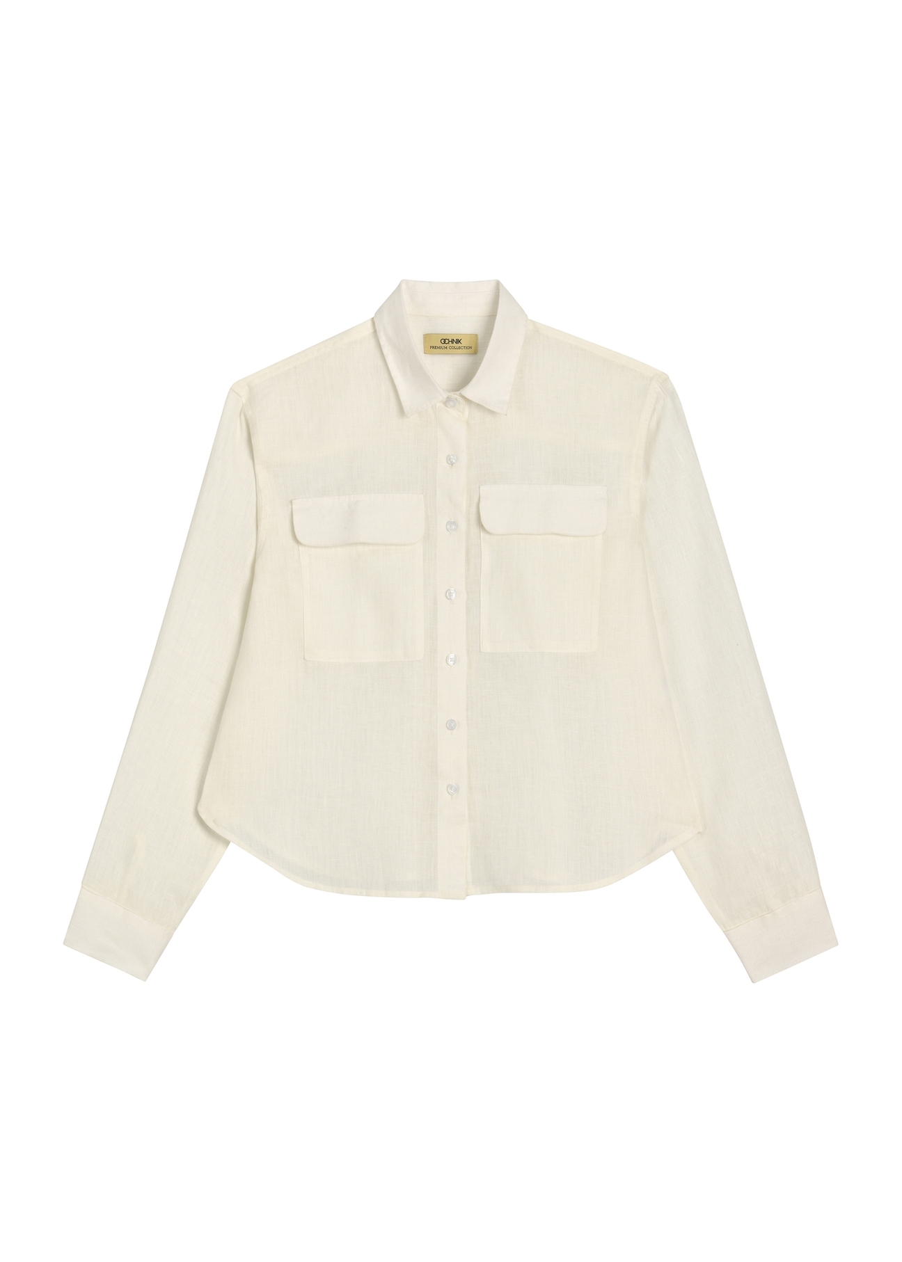 Women's white linen shirt KOSDT-0185-0B(W26)