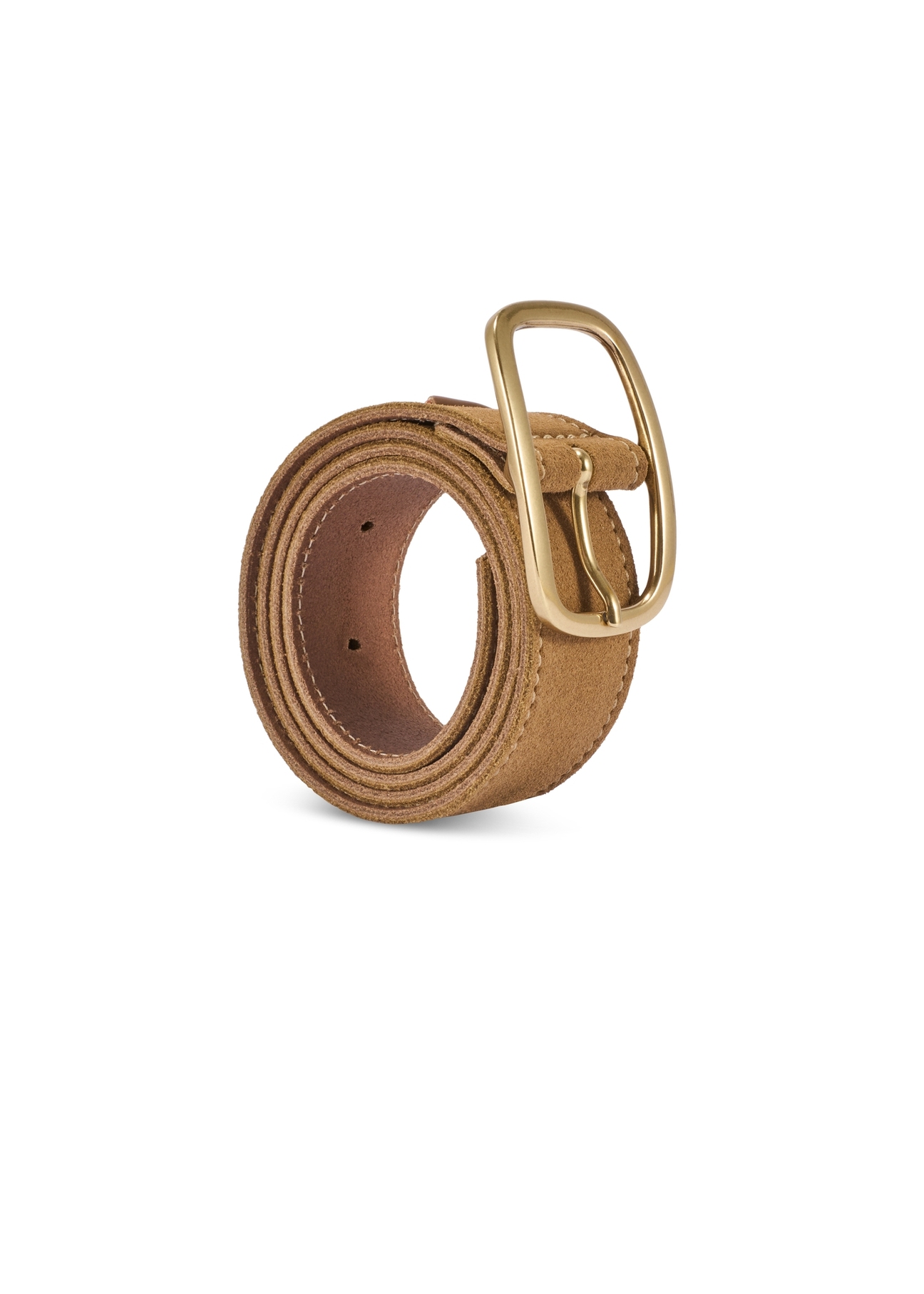 Beige leather women's belt PASDS-0339-1B(W26), diagonal product view on a white background.