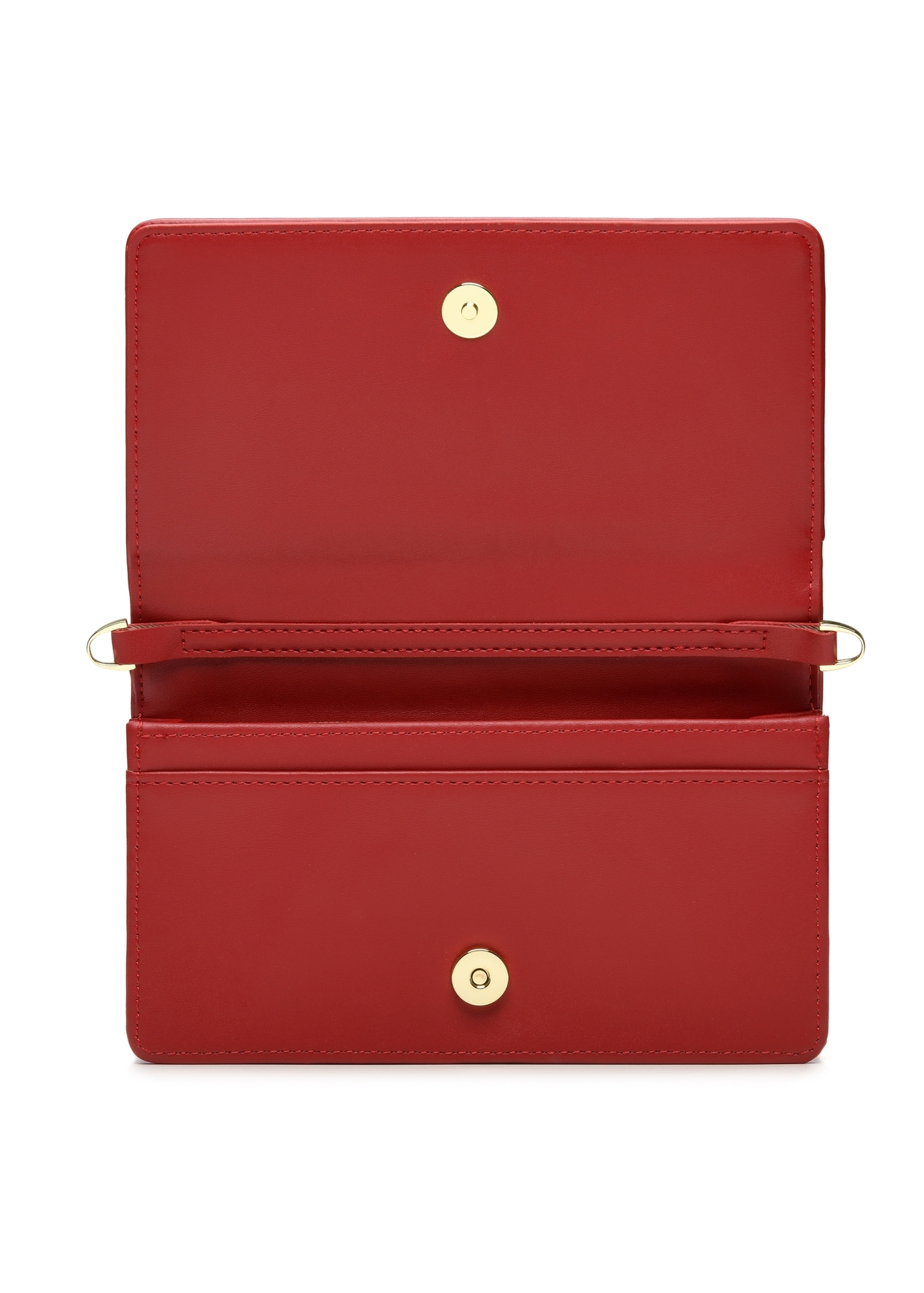 Red small clutch bag POREC-0427-42(Z25) product view from the inside on a white background.