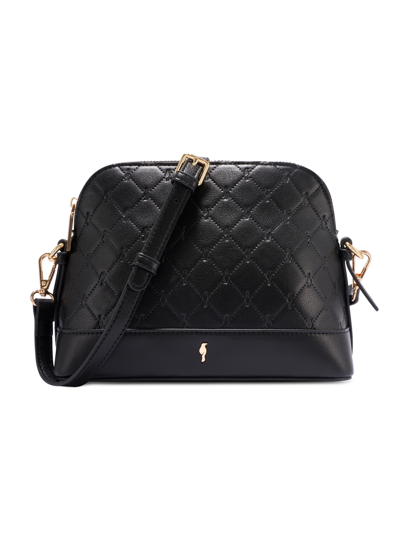 Black women's handbag with monogram TOREC-1180-9P(W26), front product view on white background.