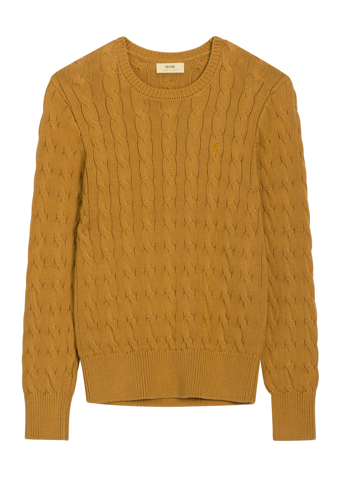 Mustard women's cotton sweater SWEDT-0269-2D(Z26), front product view on white background.