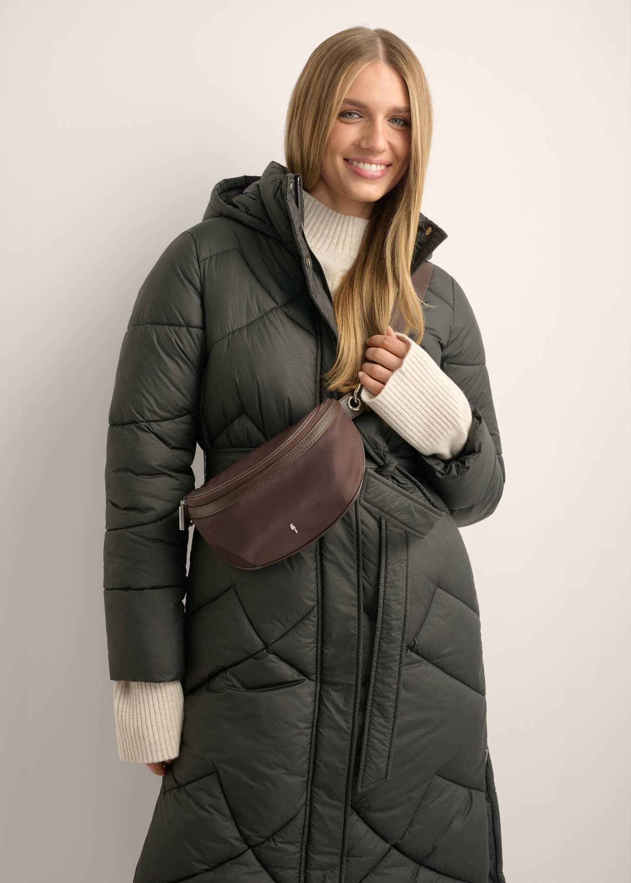 Dark brown fabric women's bag TOREN-0356-1I(Z26)