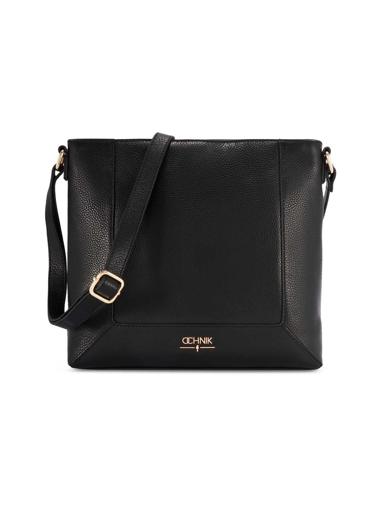 Black leather women's handbag TORES-1265-9I(W26) - front product view, on white background.