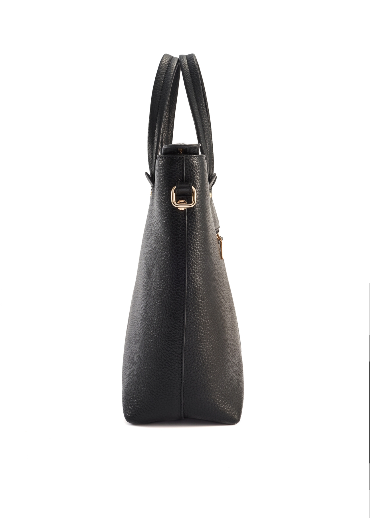 Black leather shopper bag TORES-0728D-99(Z25), side view of the product on a white background.