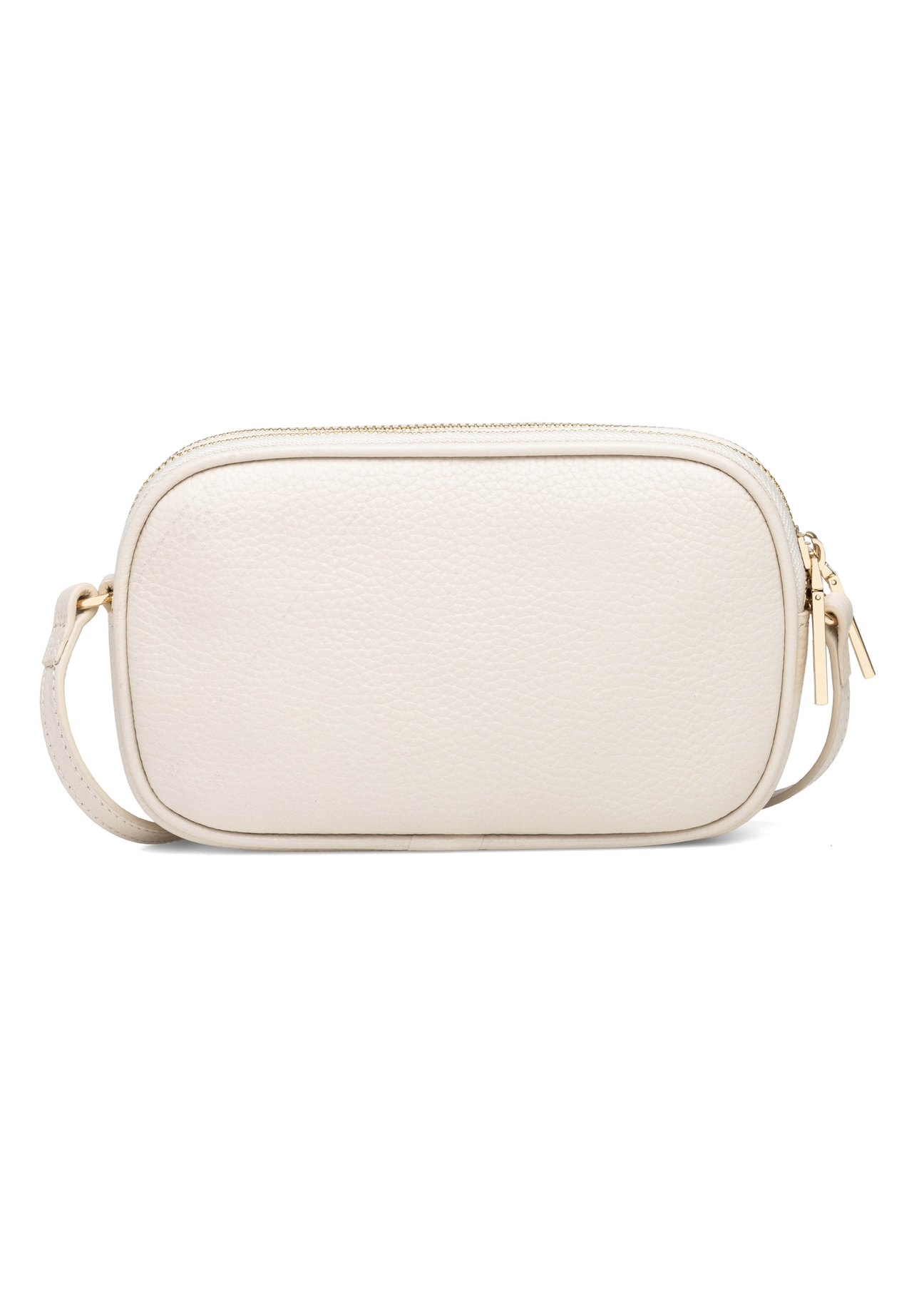 Small cream-colored leather women's handbag TORES-1152-0B(W26), product view from the back on a white background.