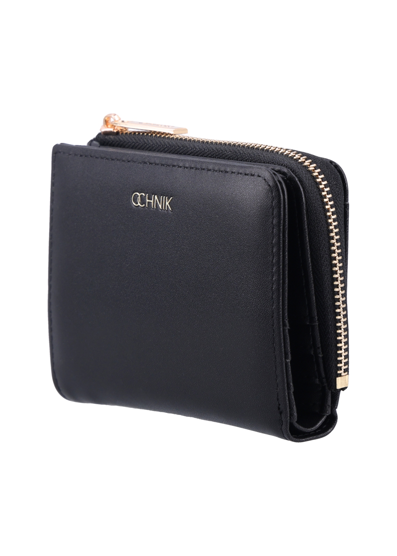 Small black women's wallet POREC-0400A-99(Z26), angled product view on a white background.