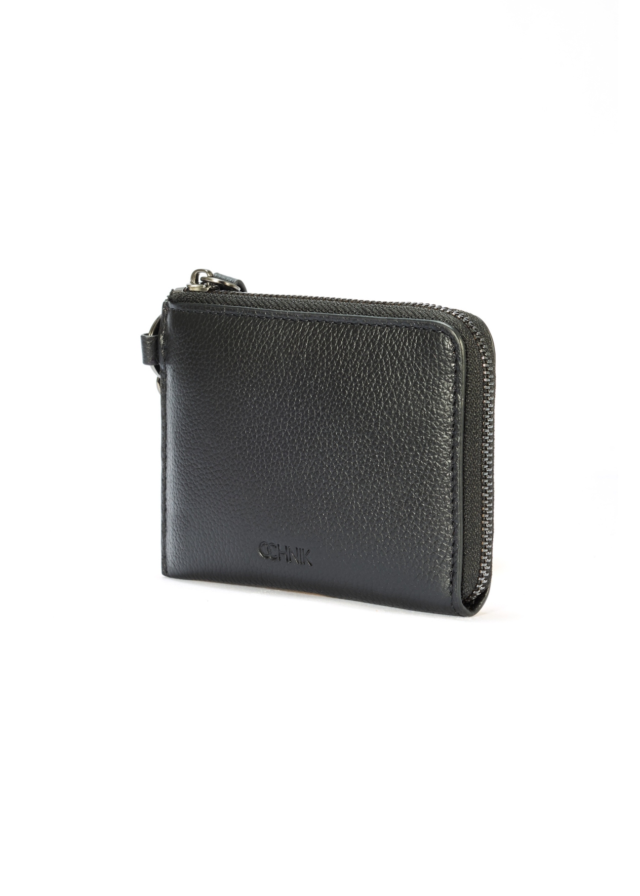 Men's leather wallet in black color PORMS-0633-99(W25), diagonal view of the product on a white background.