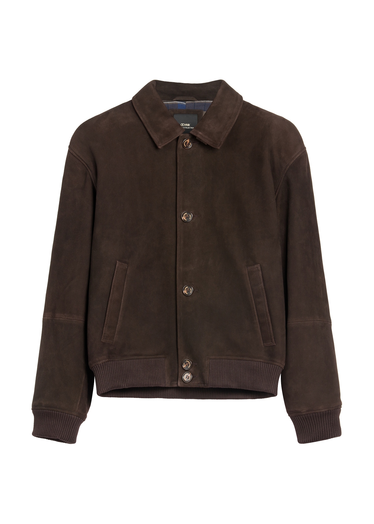 Brown men's suede jacket KURMS-0413-1I(Z26) - front product view, on white background.
