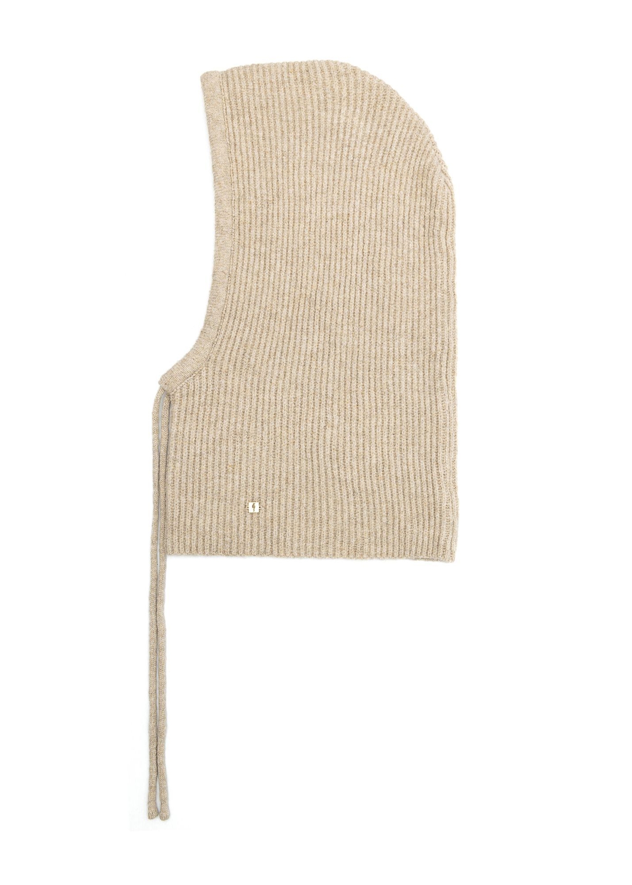 Beige women's scarf with hood SZADT-0215-1A(Z26) - side view of the product on a white background.
