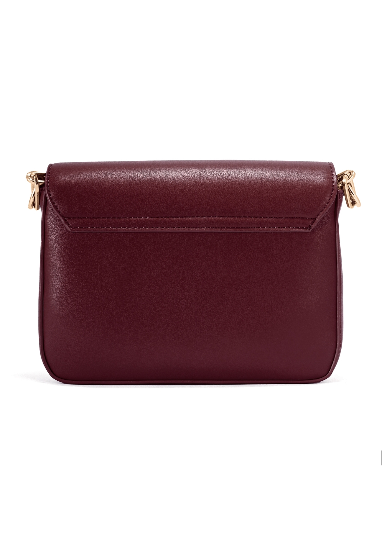Women's burgundy messenger bag with chain TOREC-0767C-49(Z25), product view from the back on a white background.