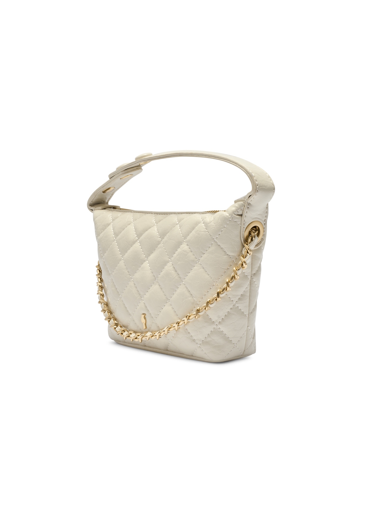Cream small women's handbag TOREC-1196-0A(W26), diagonal product view on a white background.