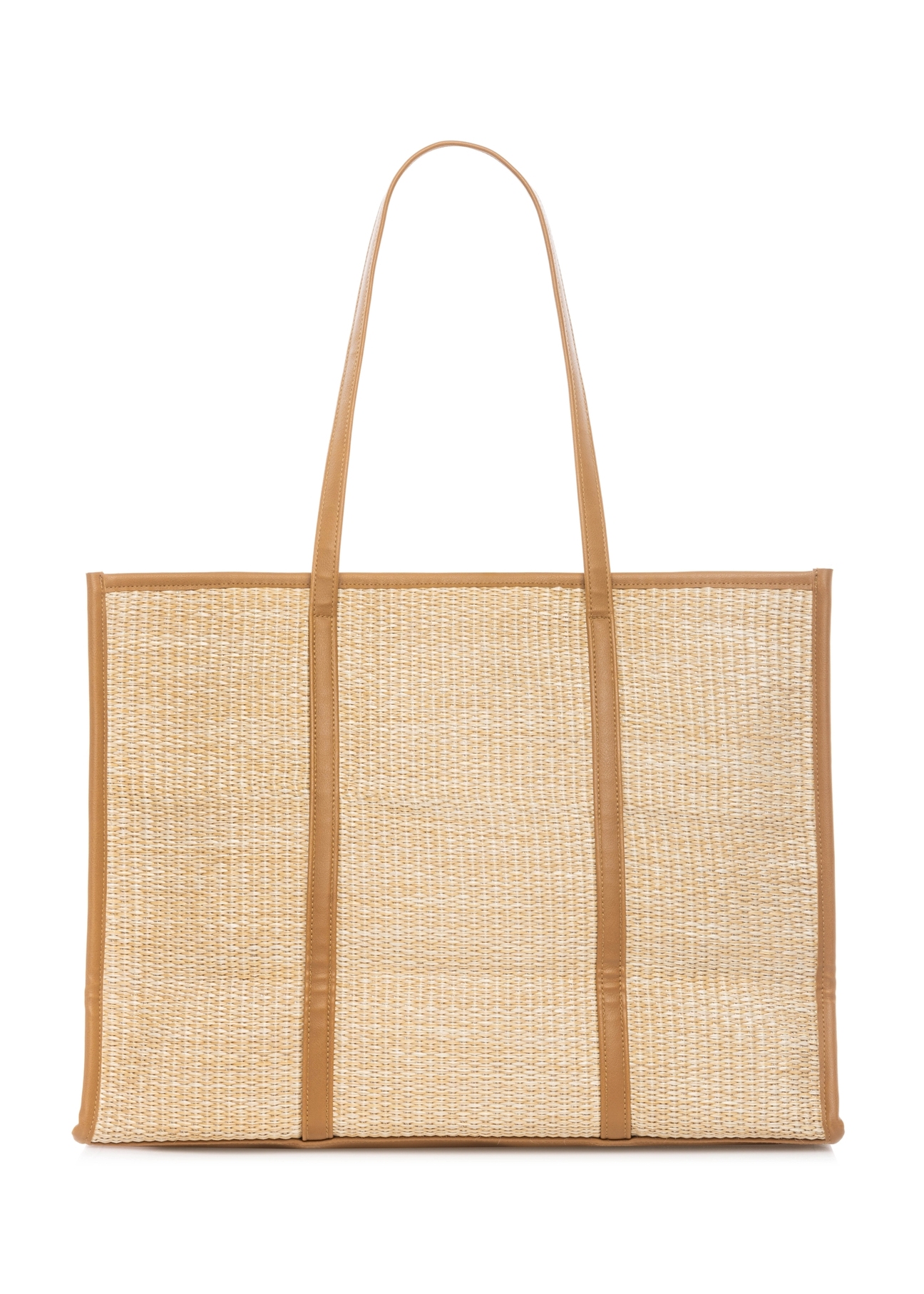 Large women's straw handbag TOREC-1224-1E(W26) - product view from the back, on a white background.