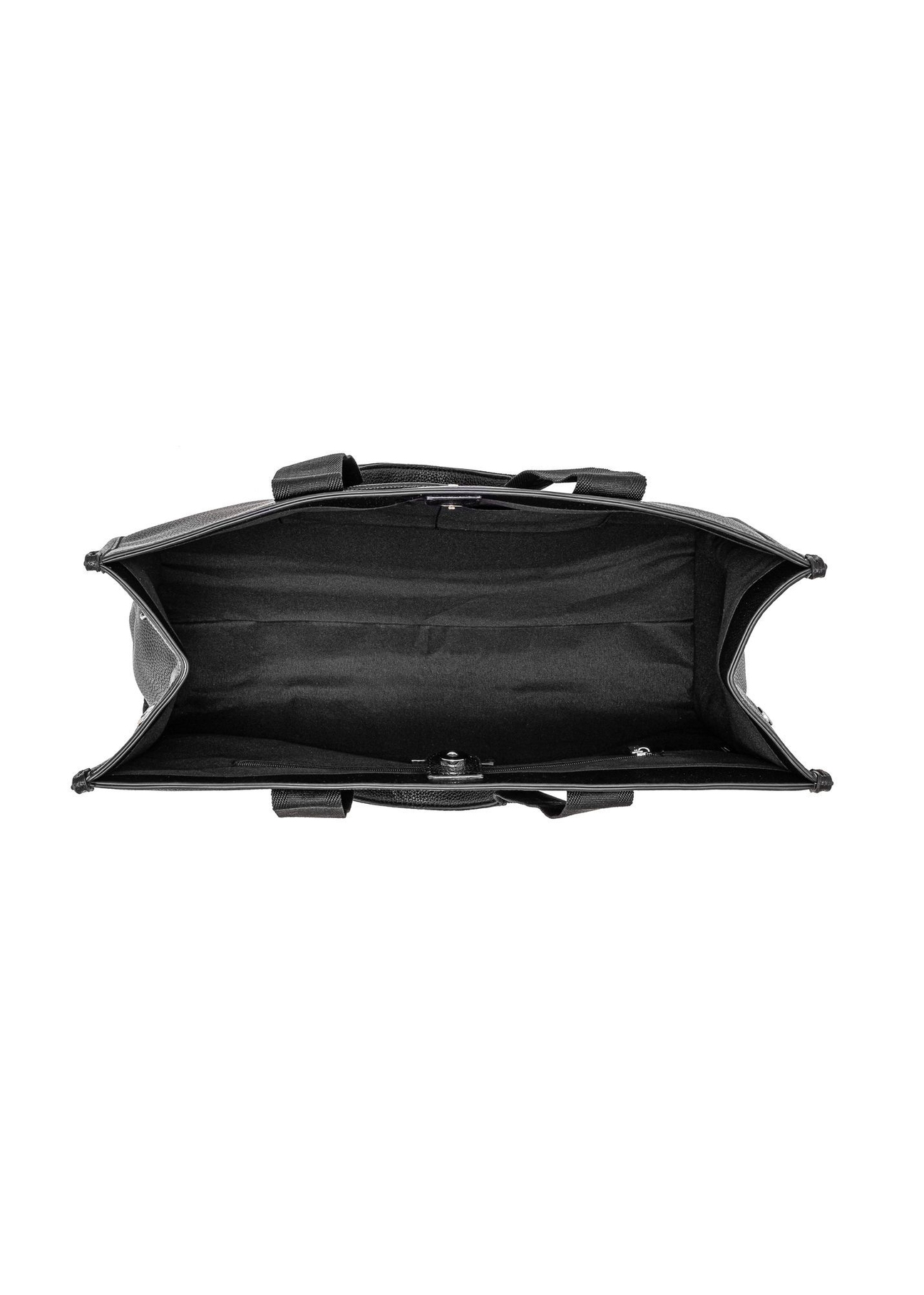 Black large shopper bag TOREC-0977A-99(Z25) - top view of the open product on a white background.
