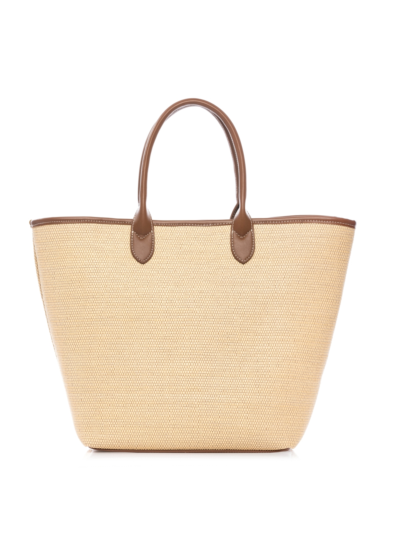 Large women's straw handbag TOREC-1229-1E(W26), product view from the back, on a white background.