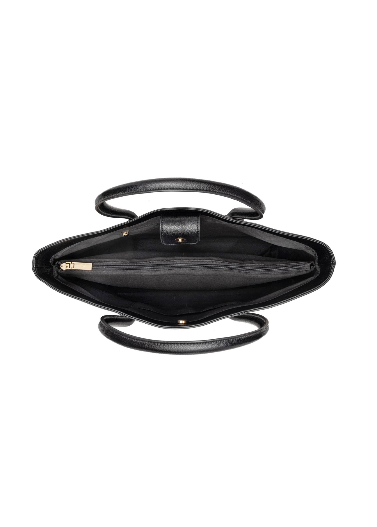 Black women's shopper bag TOREC-1241-9I(Z26) - product view from above, on a white background.