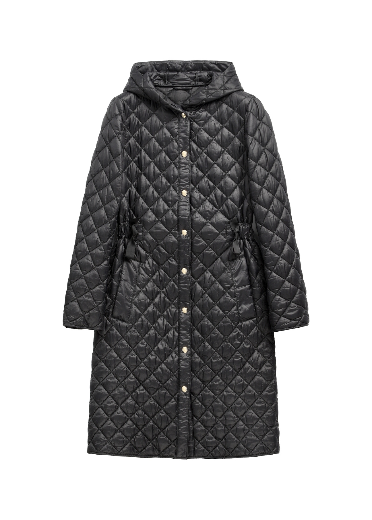 Black women's quilted jacket KURDT-0680-99(Z26) - front product view, on white background.