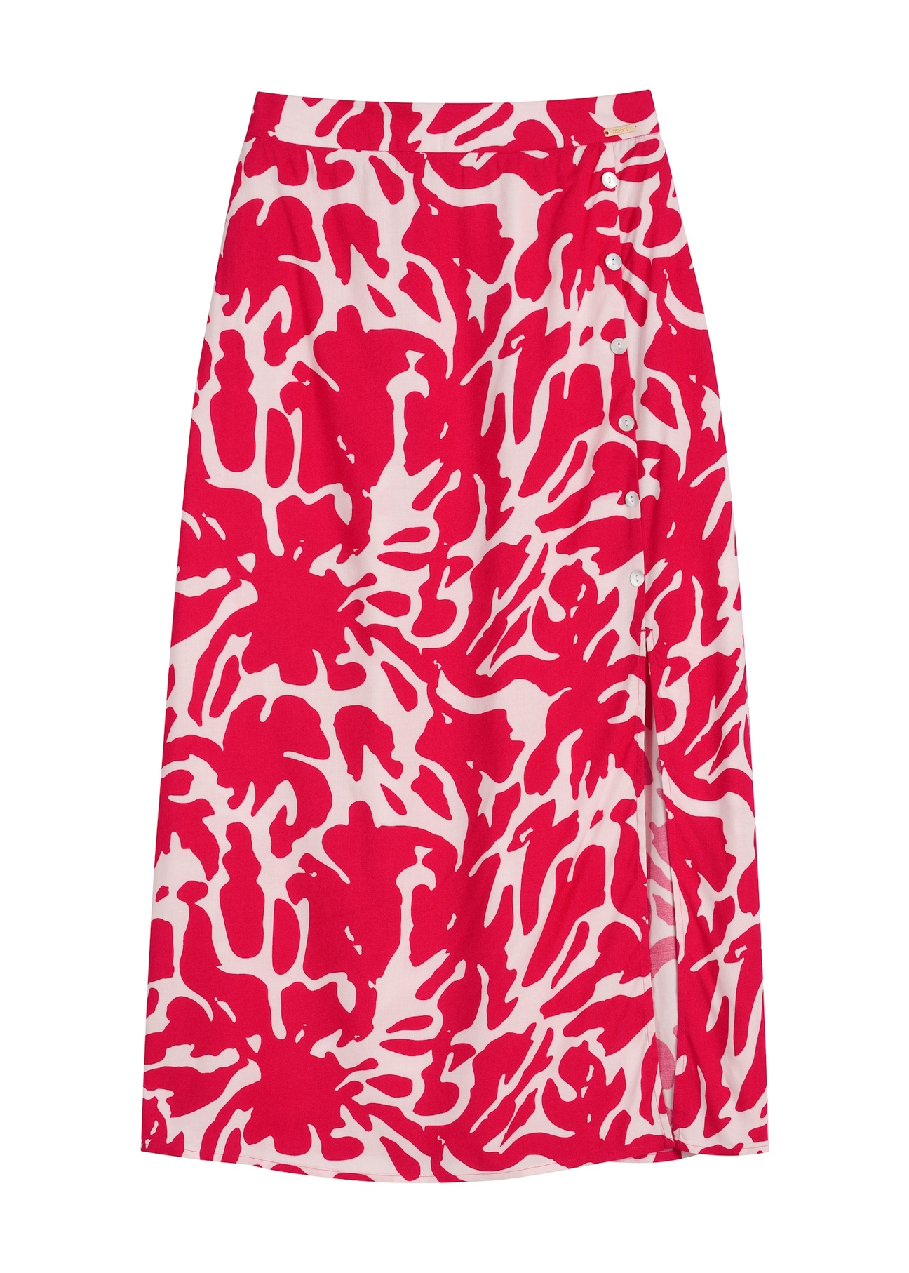 Pink viscose midi skirt SPCDT-0129-5P(W26) - front product view, on white background.