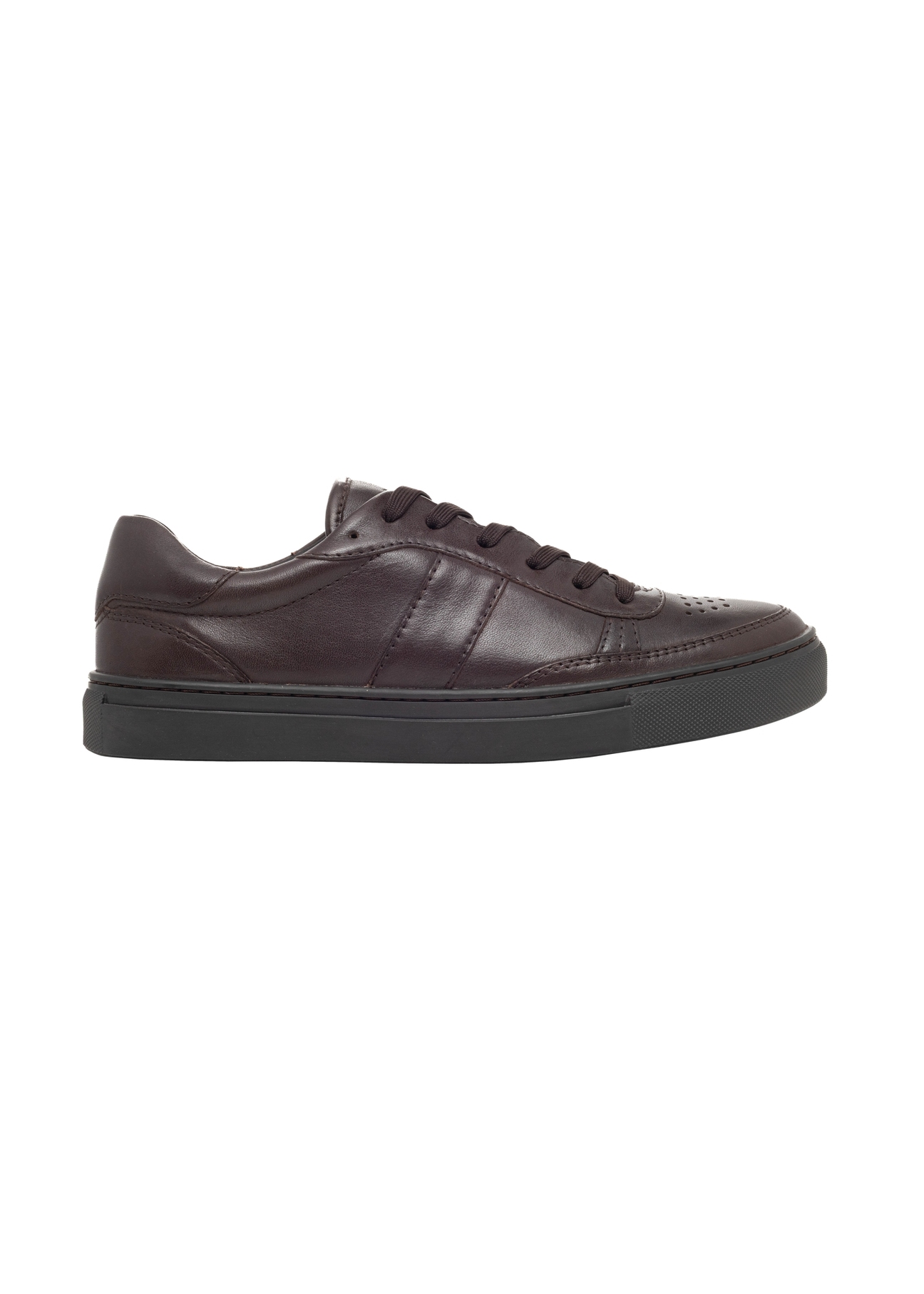Women's leather sneakers in dark brown color BUTYD-1294-1I(Z26)