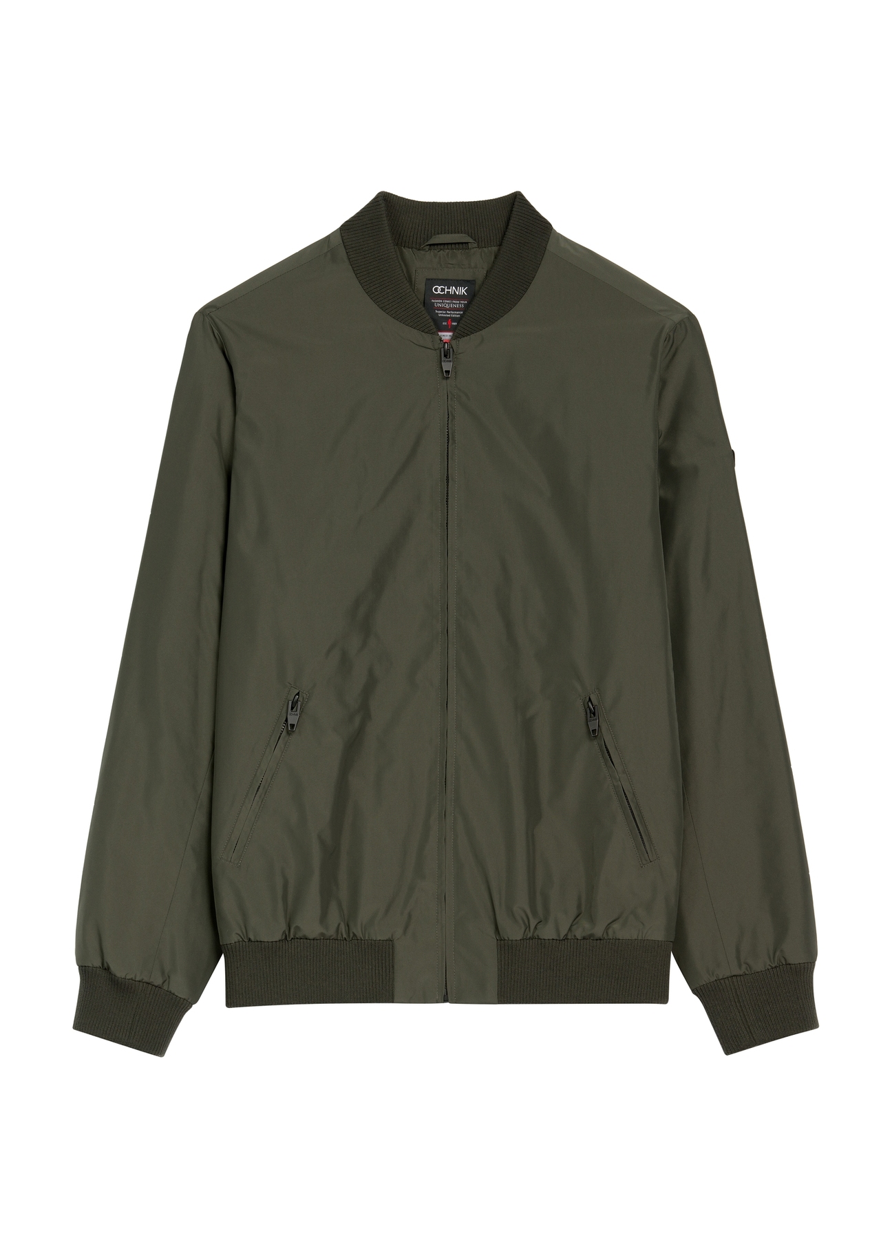 Men's khaki bomber jacket KURMT-0413-8D(W26) - front product view, on white background.