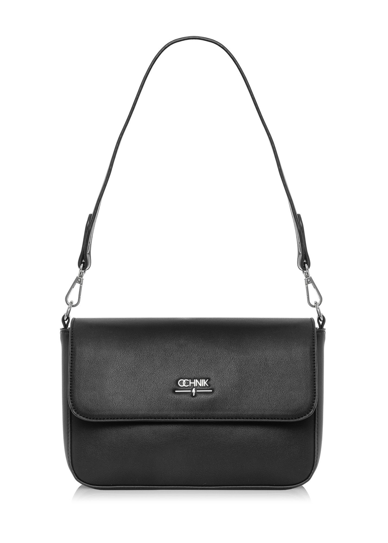Black rectangular women's messenger bag TOREC-0930B-99(Z25), product view with strap on white background.