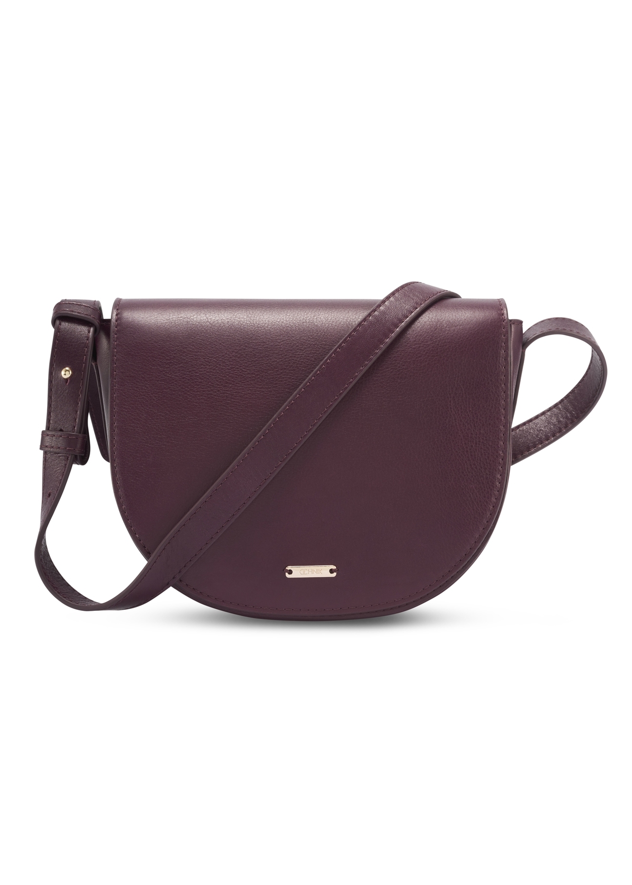 Women's burgundy leather messenger bag TORES-1352-4D(Z26), front product view on white background.