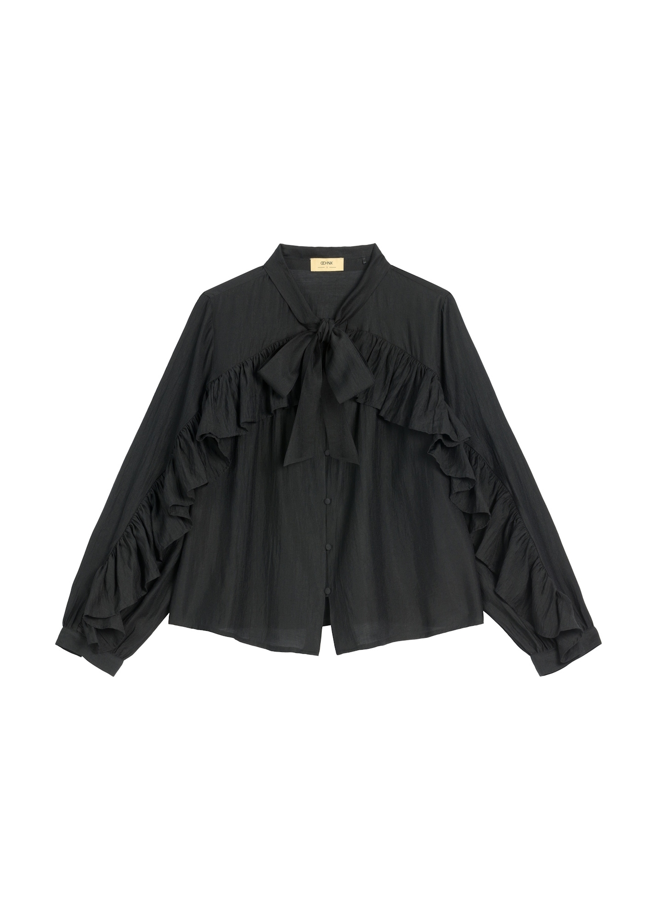 Black women's shirt KOSDT-0192-99(Z26) - front product view, on white background.