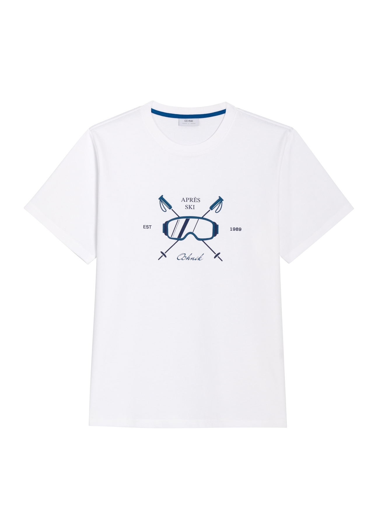 Men's white T-shirt with TSHMT-0160-0A(Z26) print, front product view on a white background.