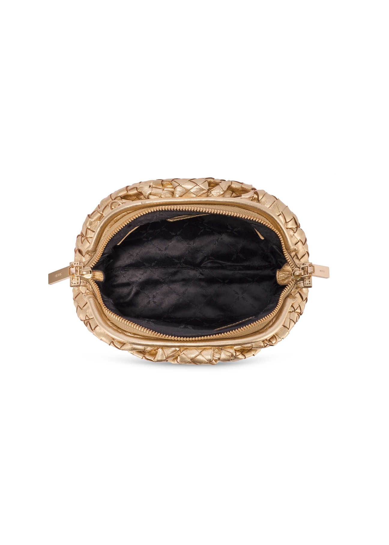 Leather gold braided women's handbag TORES 1291-2X(W26) - product view from above, on a white background.