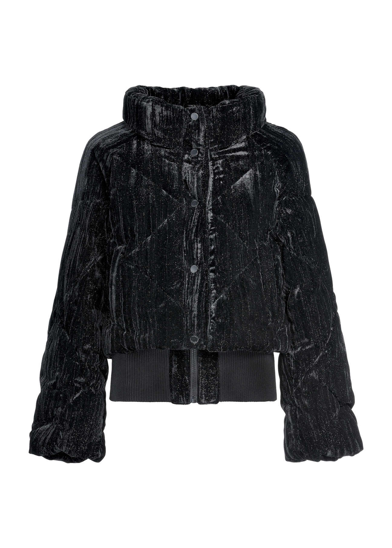 Women's short shiny jacket KURDT-0607-99(Z25), front product view on white background.