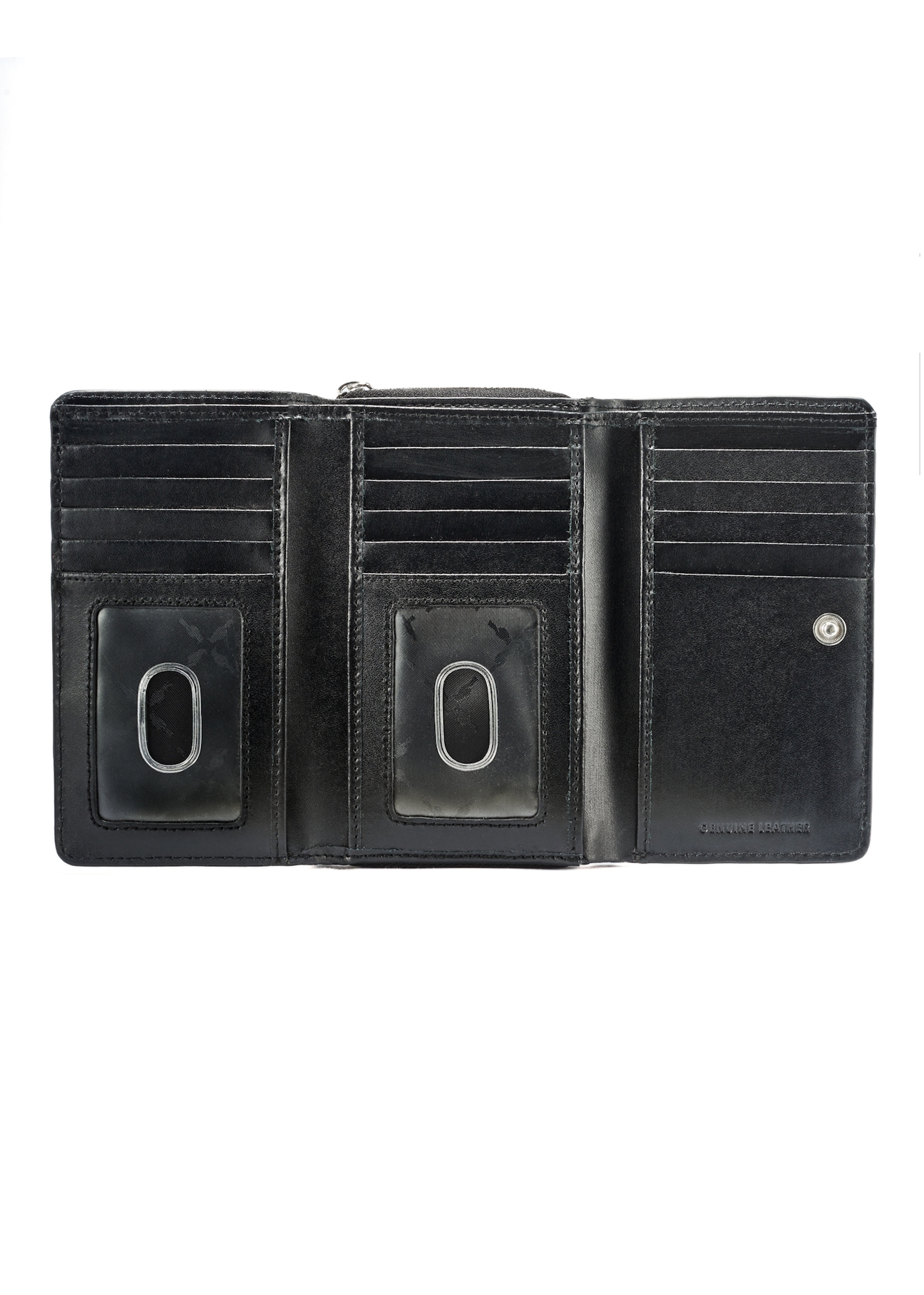 Black leather women's wallet with monogram PORES-0882A-99(W25)