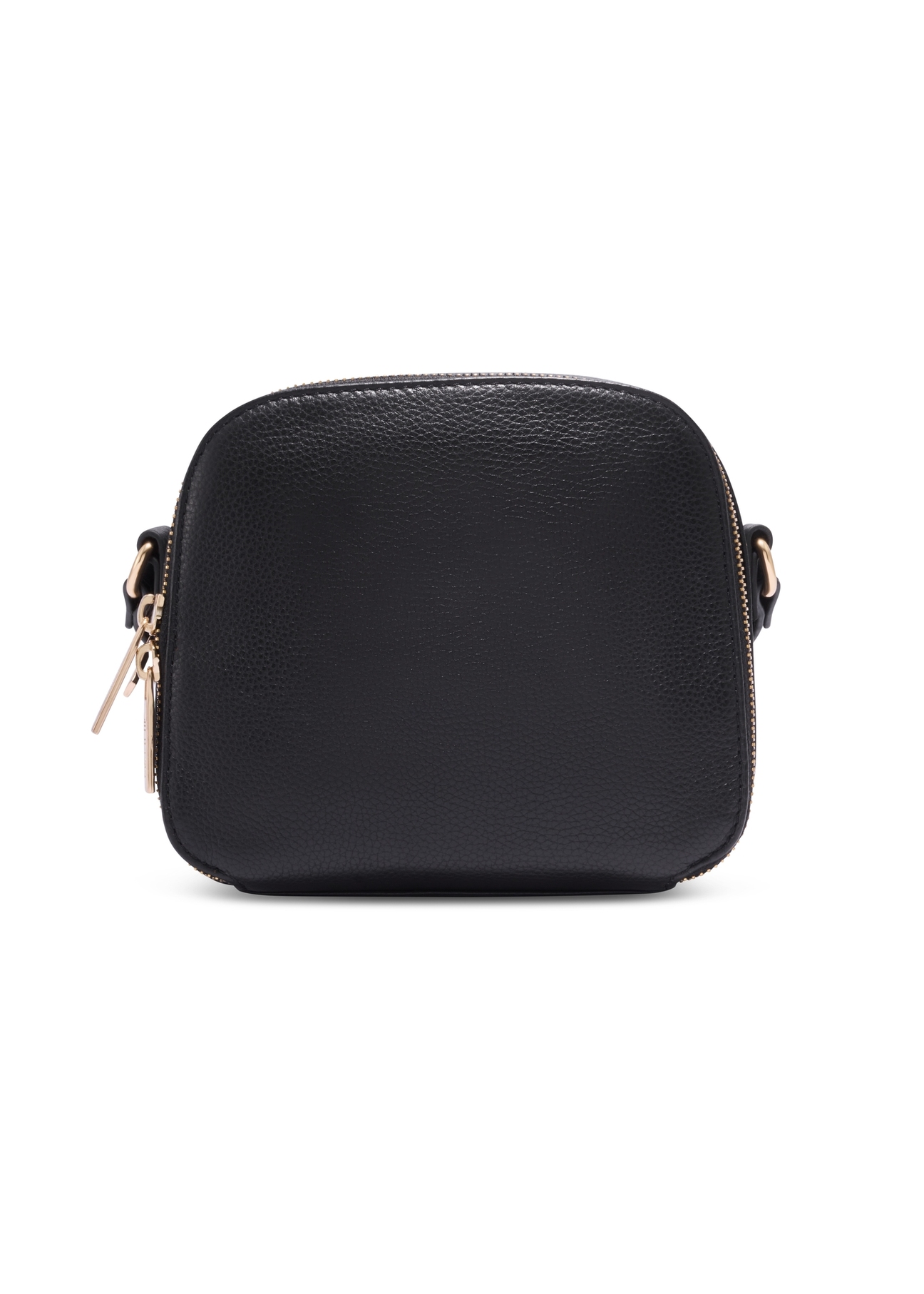 Leather two-compartment women's handbag in black TORES-1428-9I(Z26), product view from the back on a white background.
