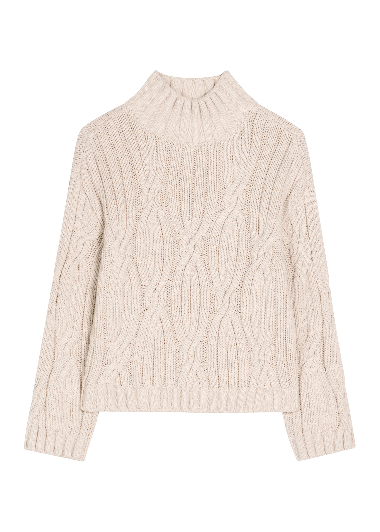 Women's oversize sweater in light beige color SWEDT-0278-1A(Z26), front view of the product on a white background.