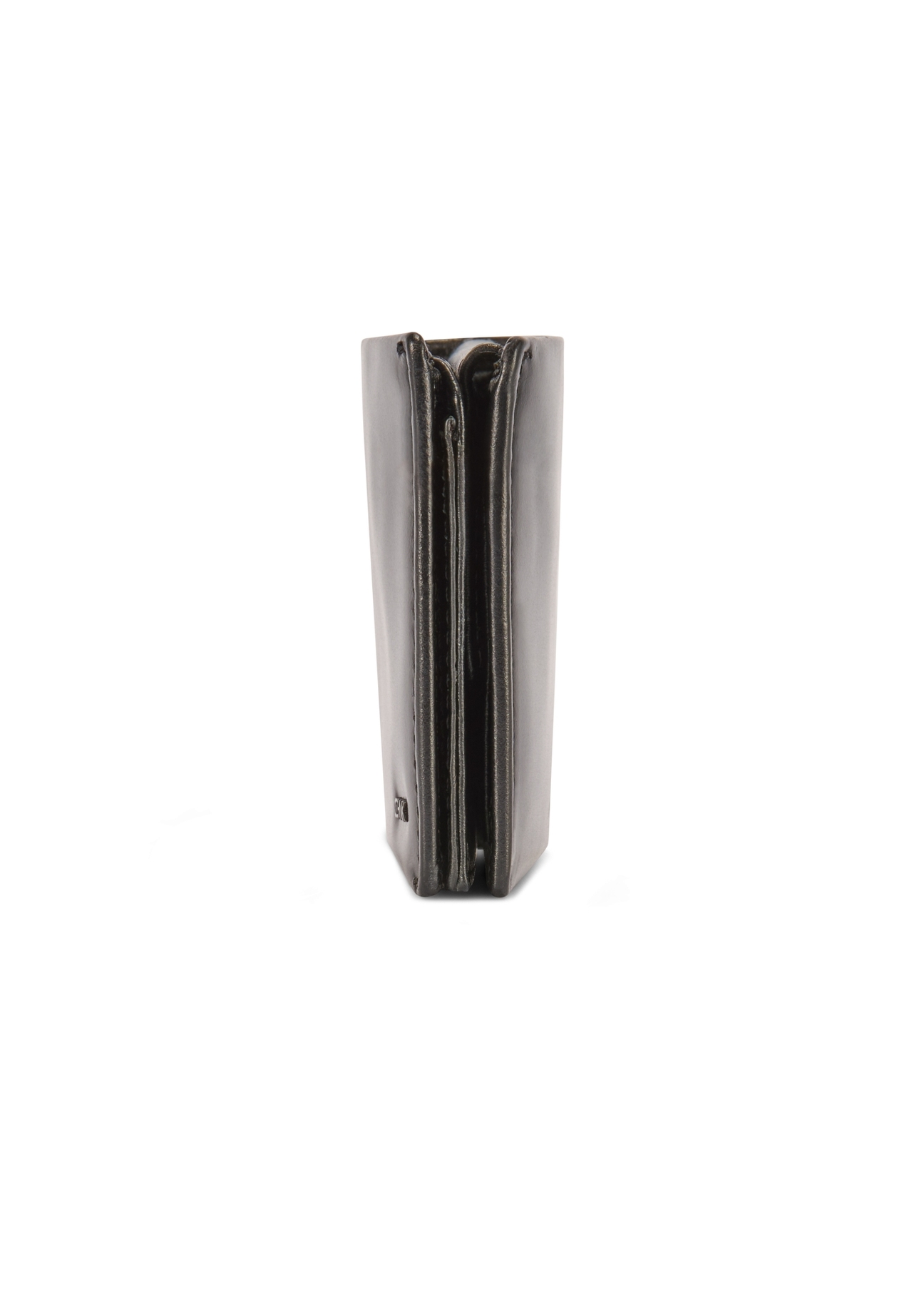 Black leather women's wallet PORES-0976-99(Z25), product view from the side on a white background.