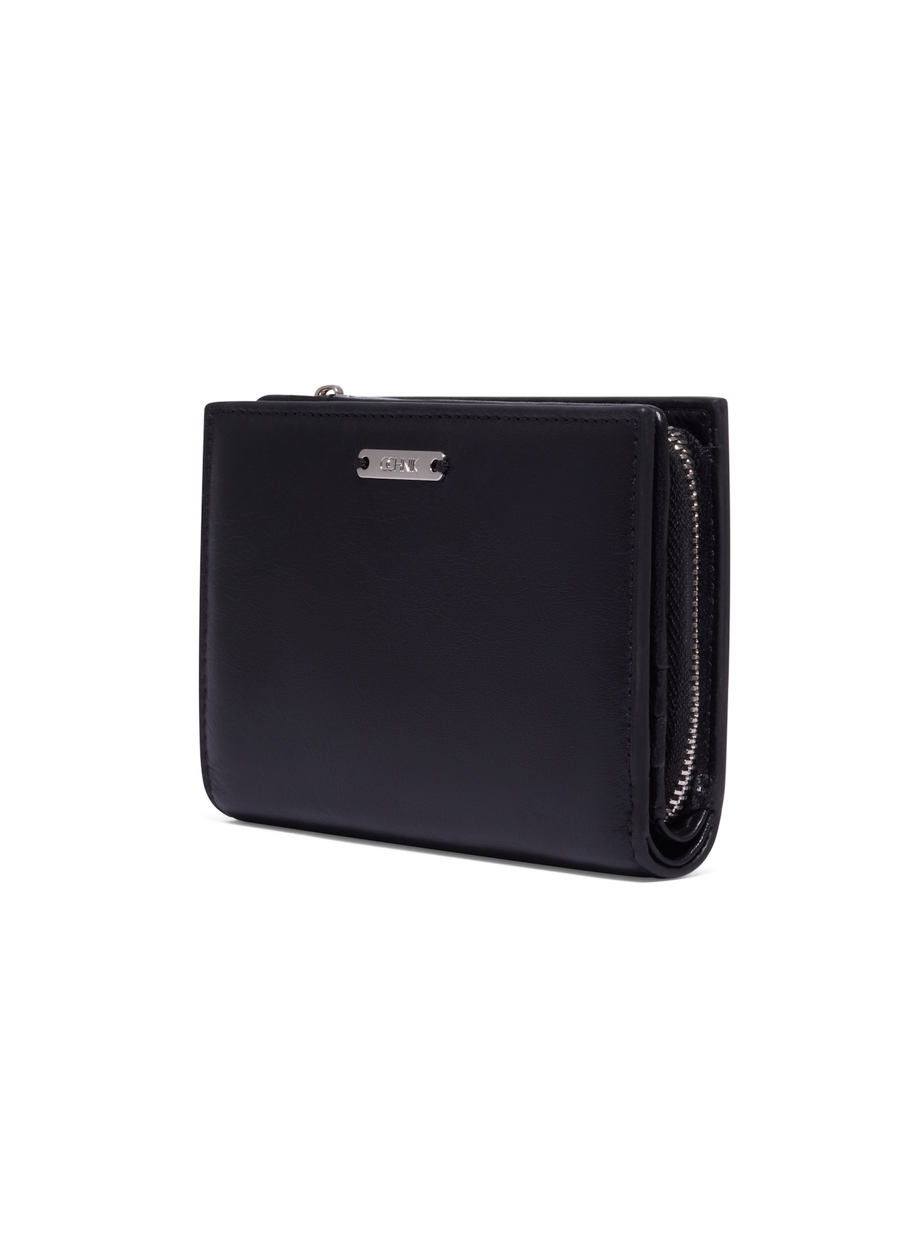 Black leather women's wallet PORES-0998-99(Z26), diagonal product view on white background.