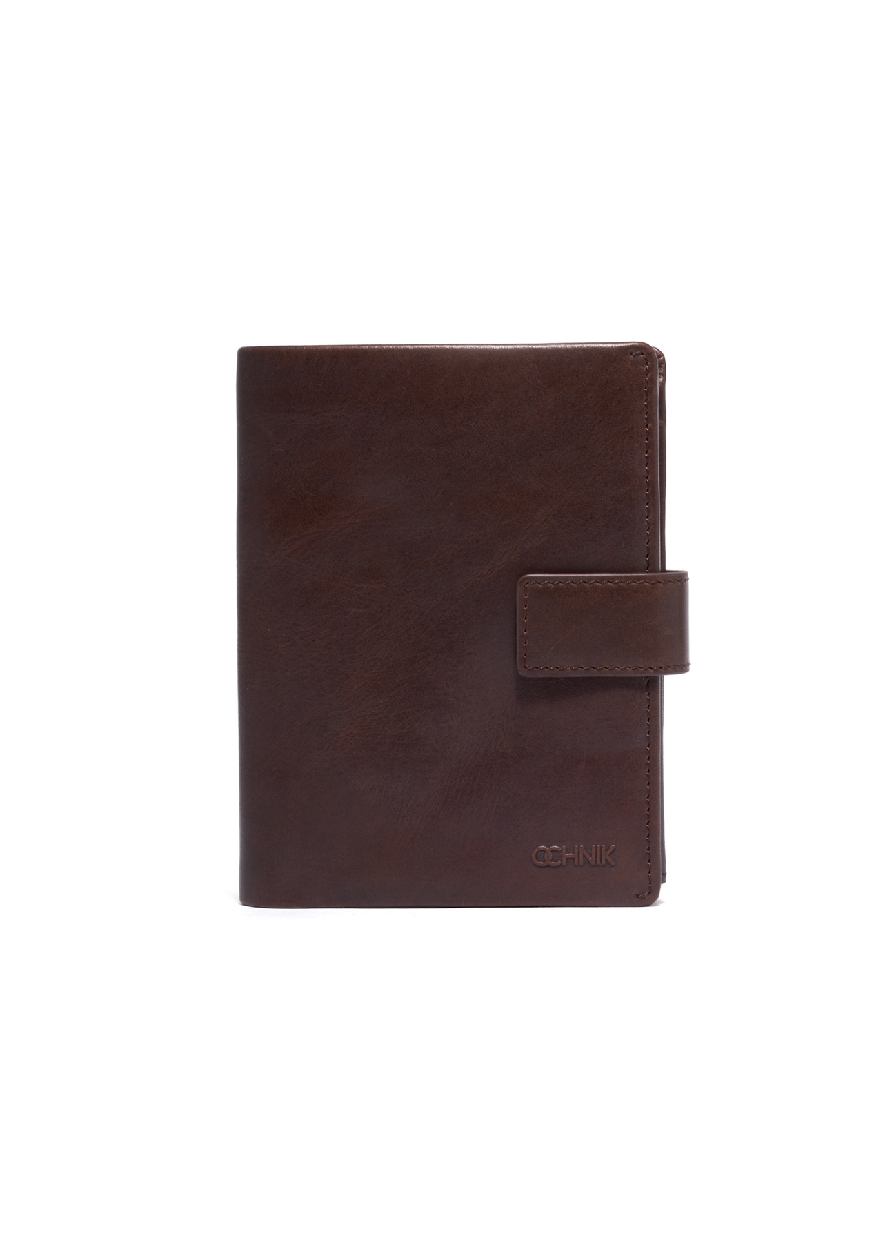 Brown leather men's wallet PORMS-0735-1I(Z26), front product view on white background.